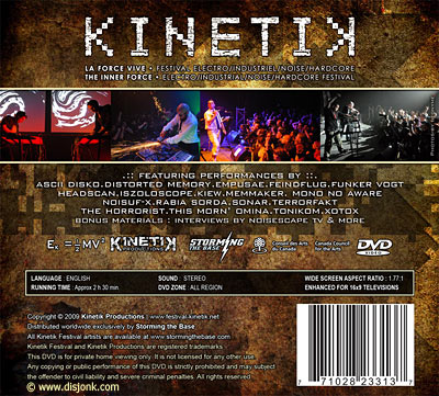 Design de l'arrière du boitier DVD digipack KINETIK vol.1