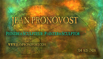 Business card design for the Montreal visionary artist Jean Pronovost.